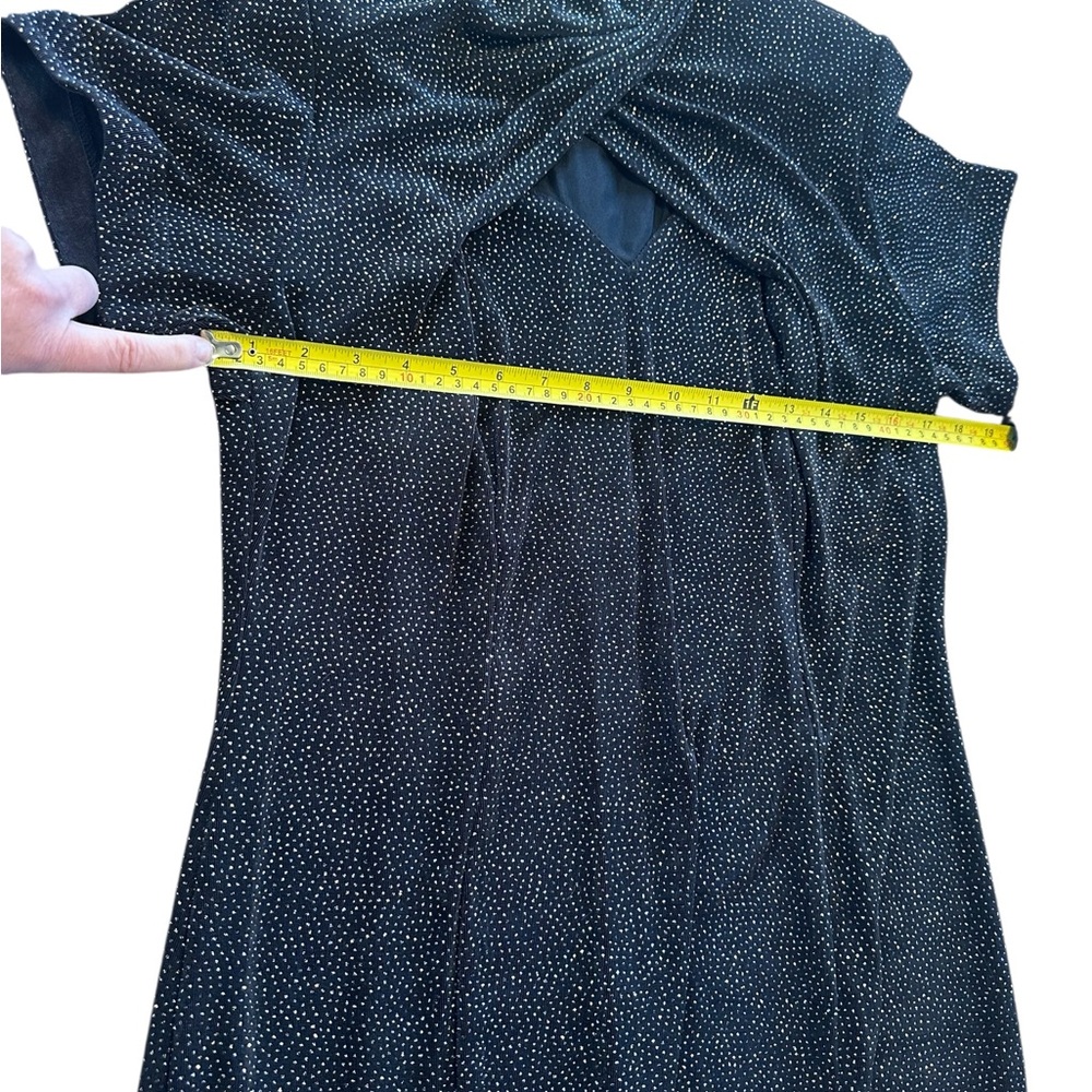 Vintage Night Way Black Sparkle Maxi Dress Keyhole Mesh Slit Y2K Evening Glam M - Picture 9 of 13